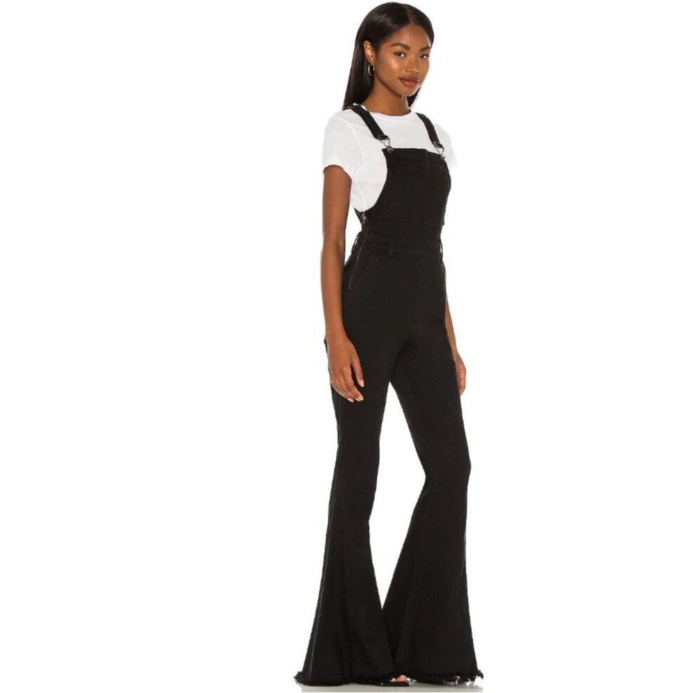 Show Me Your MuMu Black Flared Denim Overalls - Picture 4 of 4
